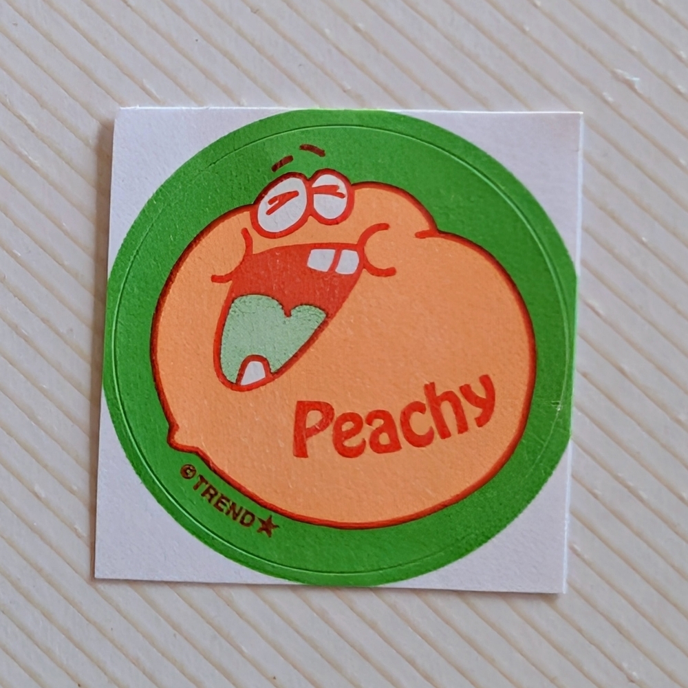 10/$25 Peach "Peachy" Scratch & Sniff Retro Sticker